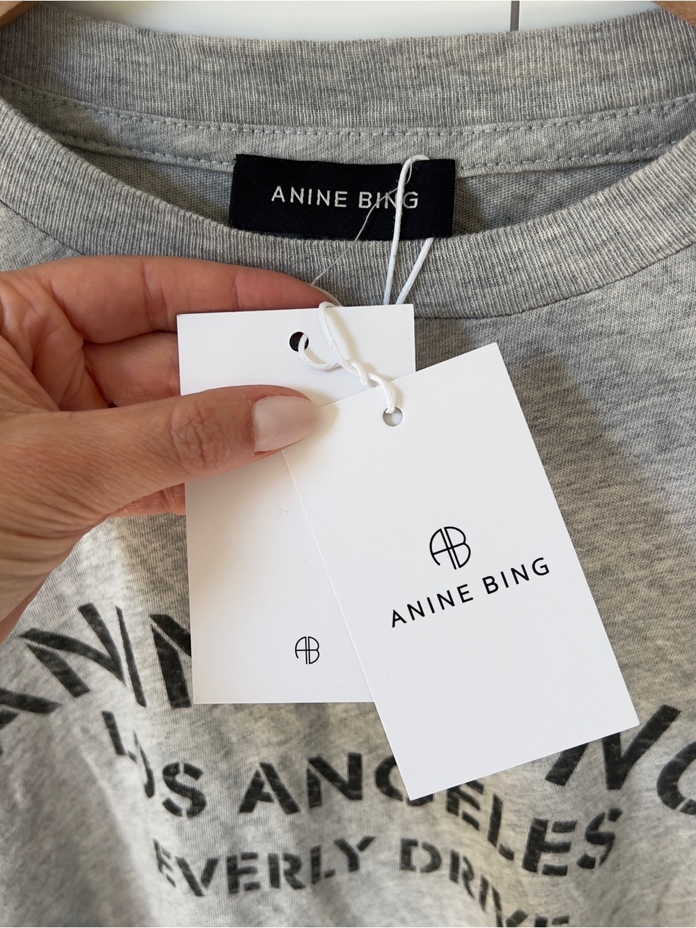 Anine Bing Cohen La Beverly Hills Tee in Washed Heather Grey NWT - Picture 6 of 8